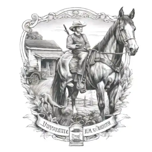 40-40 Winchester, harness horses and a 90s Ford pick up on a farm. Tattoo memorial for my grandpa tattoo design idea