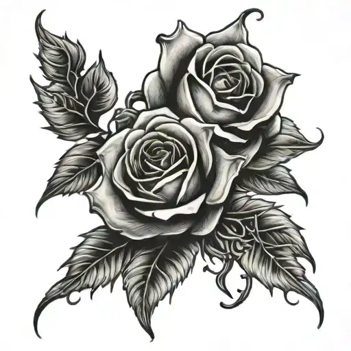 alien gothic roses tattoo design idea