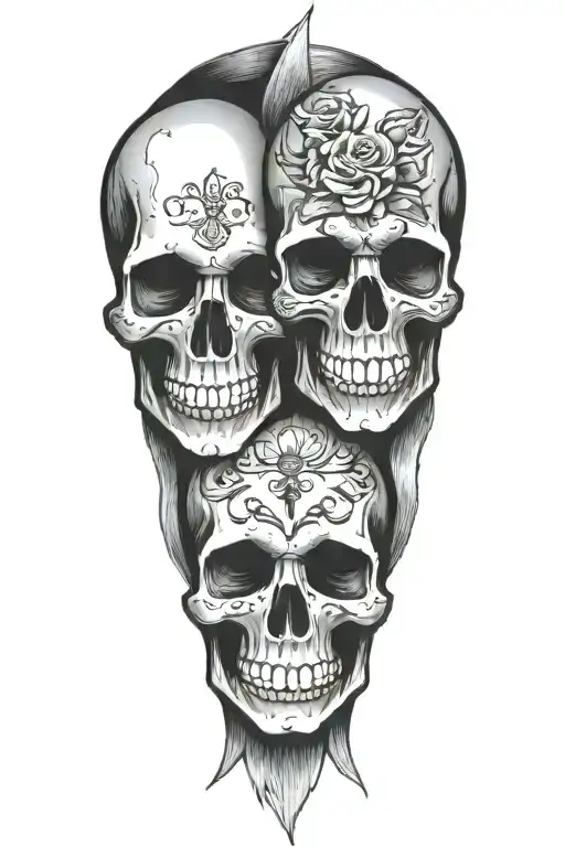 skulls facing each other tattoo design idea