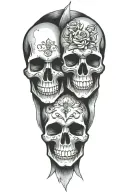 skulls facing each other tattoo design idea