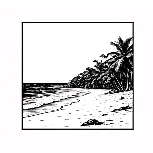  beach scene easy to draw tattoo design idea