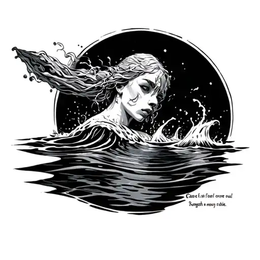 "Cause I feel the pull, water's over my headStrength enough for one more timeReach my hand above the tide" tattoo design idea