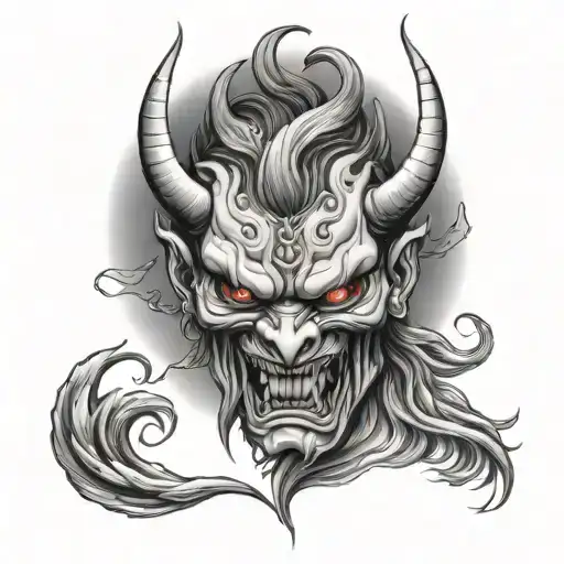 Japanese demon half angel tattoo design idea