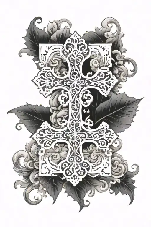 filagree with cross tattoo design idea