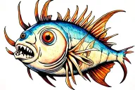 Angler Fish swimming tattoo design idea