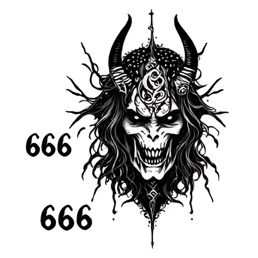 devil and 666 symbols incorporated tattoo design idea
