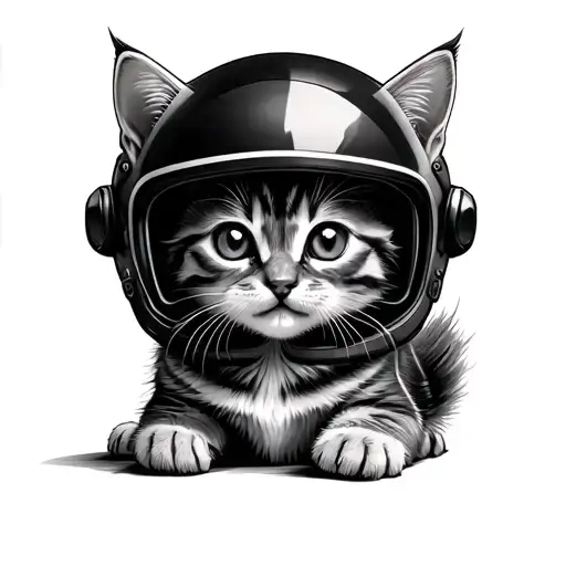 the kitten met motorhelm tattoo design idea