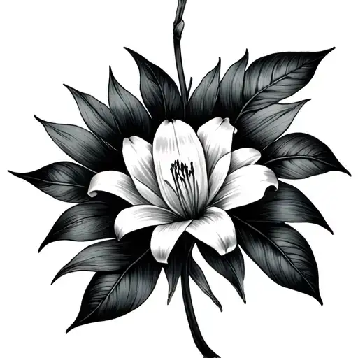 Willow lily meadow tattoo design idea