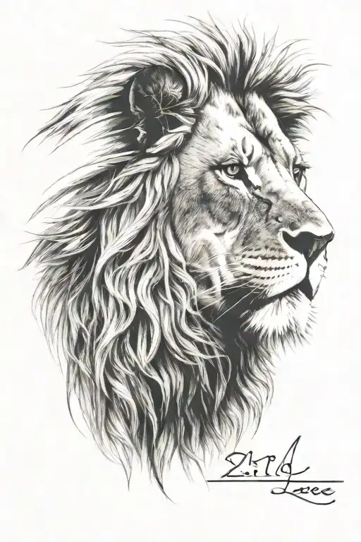 lion face with date 21 1 1971 tattoo design idea