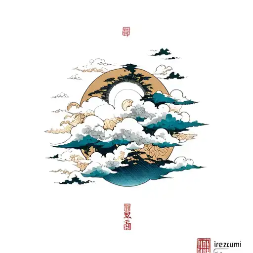 japanese clouds blackout tattoo design idea
