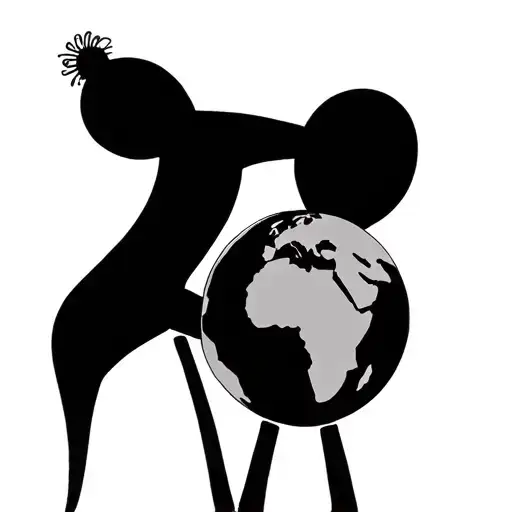 a stick figure giving another stick figure the world  tattoo design idea