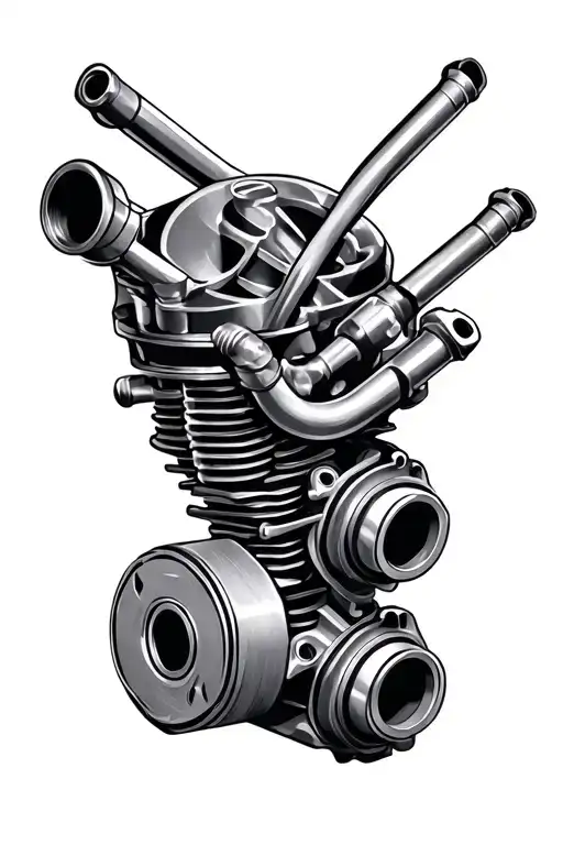 turbo with rods and piston tattoo design idea