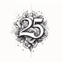 number 25 tattoo design idea