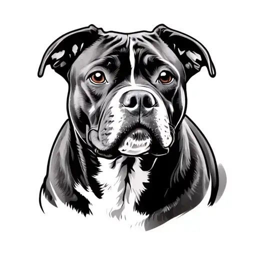 Staffy dog ears outline tattoo design idea