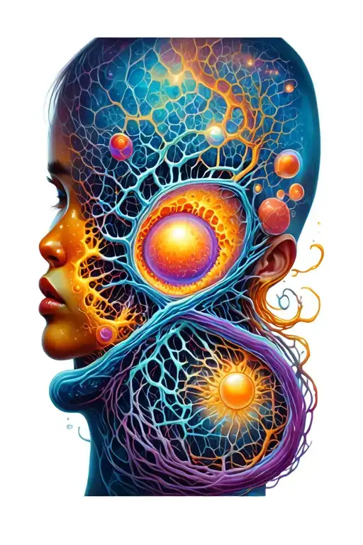 Quantum entanglement meets cellular structure tattoo design idea