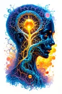 Quantum entanglement meets cellular structure tattoo design idea