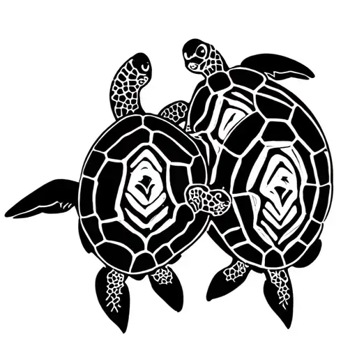 3 Turtles swimming together tattoo design idea