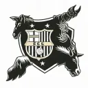 Fc Barcelona logo with messi and a goat in the back tattoo design idea