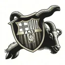 Fc Barcelona logo with messi and a goat in the back tattoo design idea