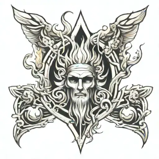 arbuish in flames of moses tattoo design idea