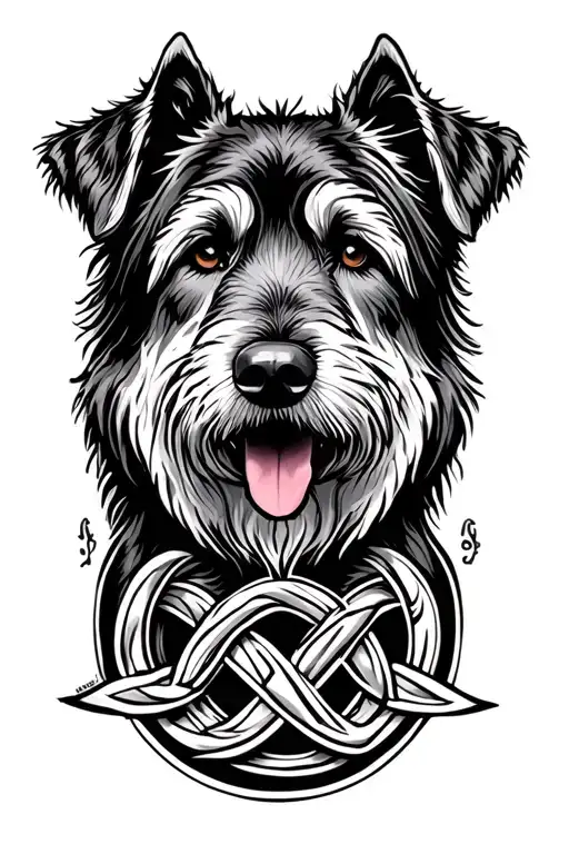 Irish wolfhound on Trinity knot tattoo design idea