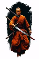 Shaolin monk with sword tattoo design idea