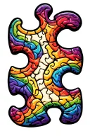autism rainbow puzzle piece and brain with blue purple shading tattoo design idea