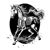 skeleton horse running with skeleton on it tattoo design idea