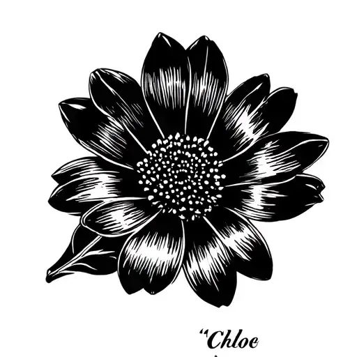 "Chloe " single flower with name as the stem  tattoo design idea