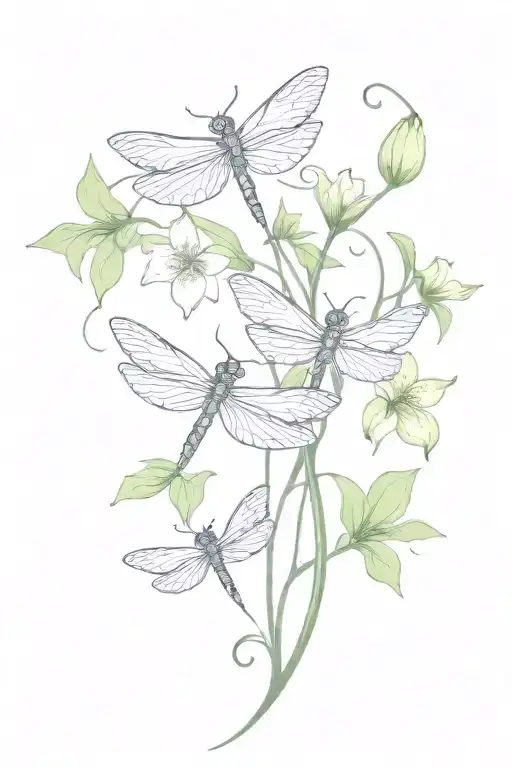 i love you with dragonfly's and lily's with vines wrapping tattoo design idea