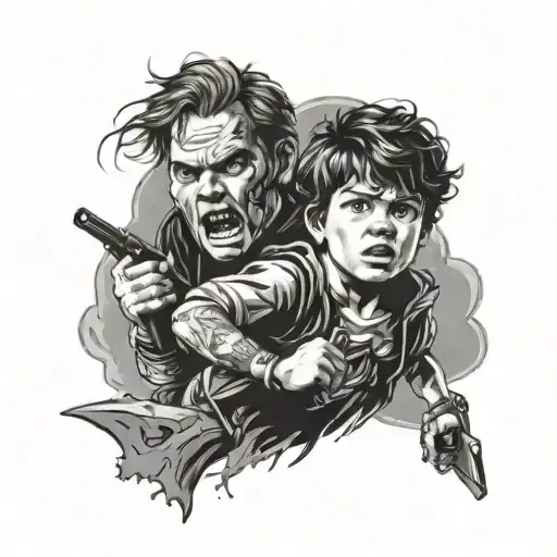 the Goonies leg sleeve tattoo design idea