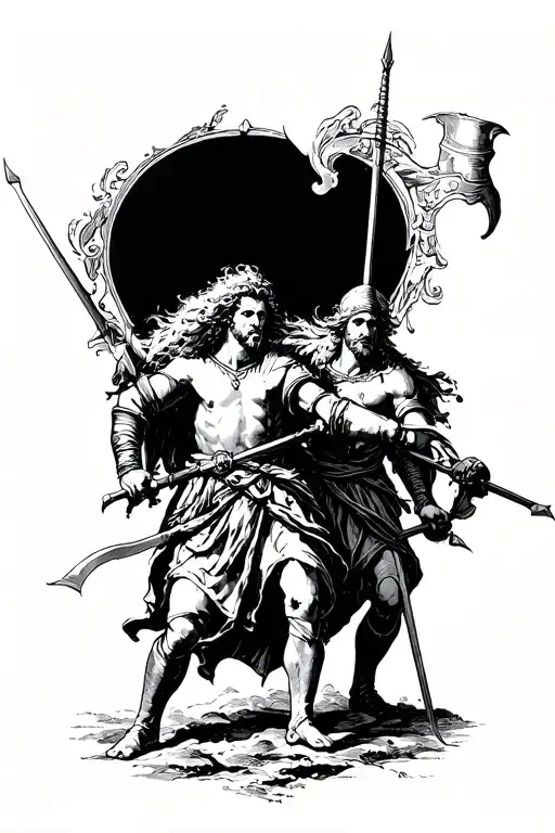 renaissance battle scene tattoo design idea