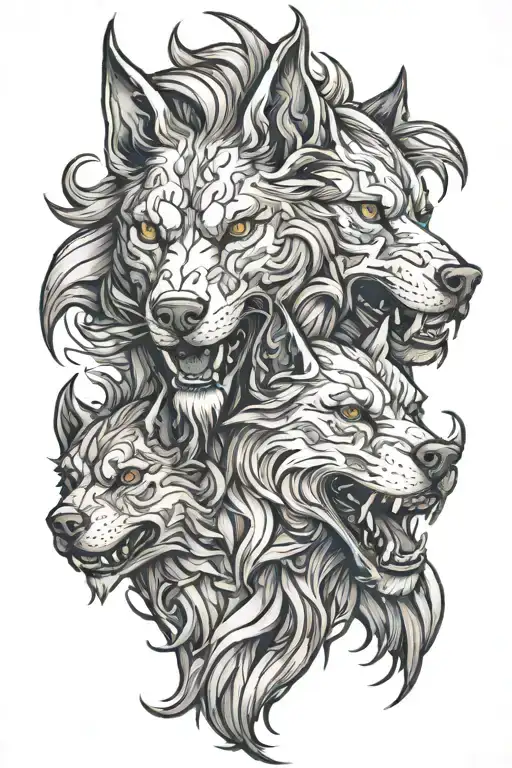 Female Cerberus tattoo design idea