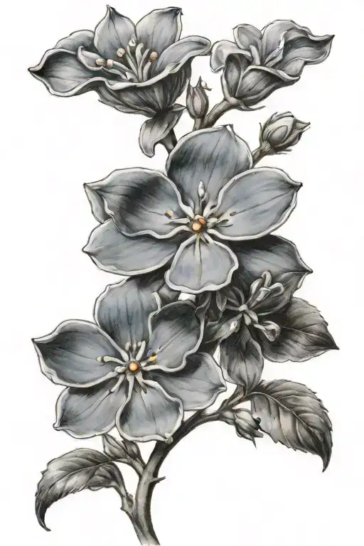 forget me not flower for male on the back of the calf  tattoo design idea