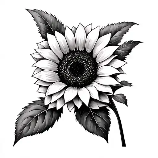 Black And White Sunflower tattoo design idea