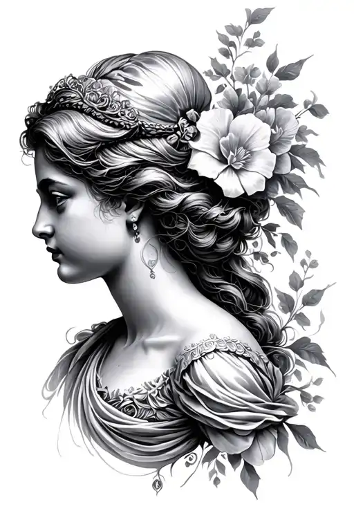 aphrodite side profile tattoo design idea