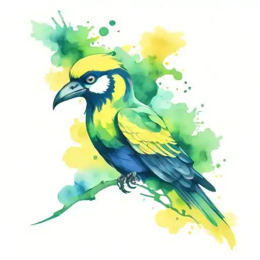 An aggressive looking Fenerbahce in yellow, dark blue, green and black colors. tattoo design idea