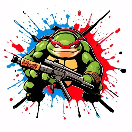 90s tmnt cartoon style witb 3 spots for names incorporated tattoo design idea