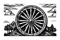 wagon wheel with Appalachian mountain tattoo tattoo design idea