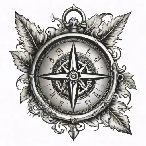 compass with the word blessed under written vertically  tattoo design idea