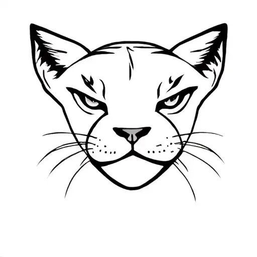 puma face b/w tattoo featuring 3 names incorporated tattoo design idea