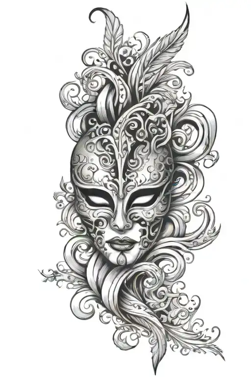 Just a mask on the stomach tattoo design idea
