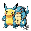 pikachu and blastoise tattoo design idea