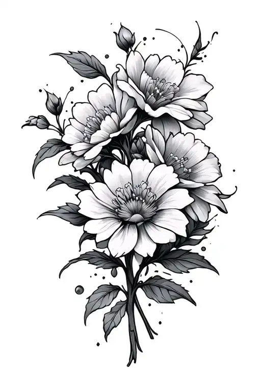 strength flowers tattoo design idea