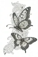 lace with butterfly opal gem inside  tattoo design idea
