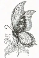 lace with butterfly opal gem inside  tattoo design idea