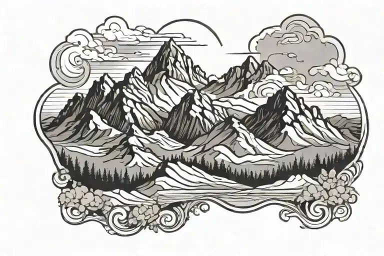mountain range silhouette tattoo design idea