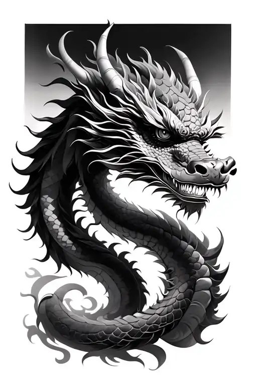 Realistic Chinese Dragon tattoo design idea