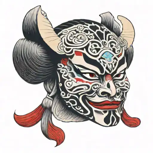 Kabuki Mask with Mexican style tattoo design idea