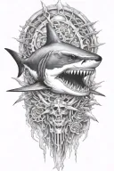 shark skeleton tattoo design idea